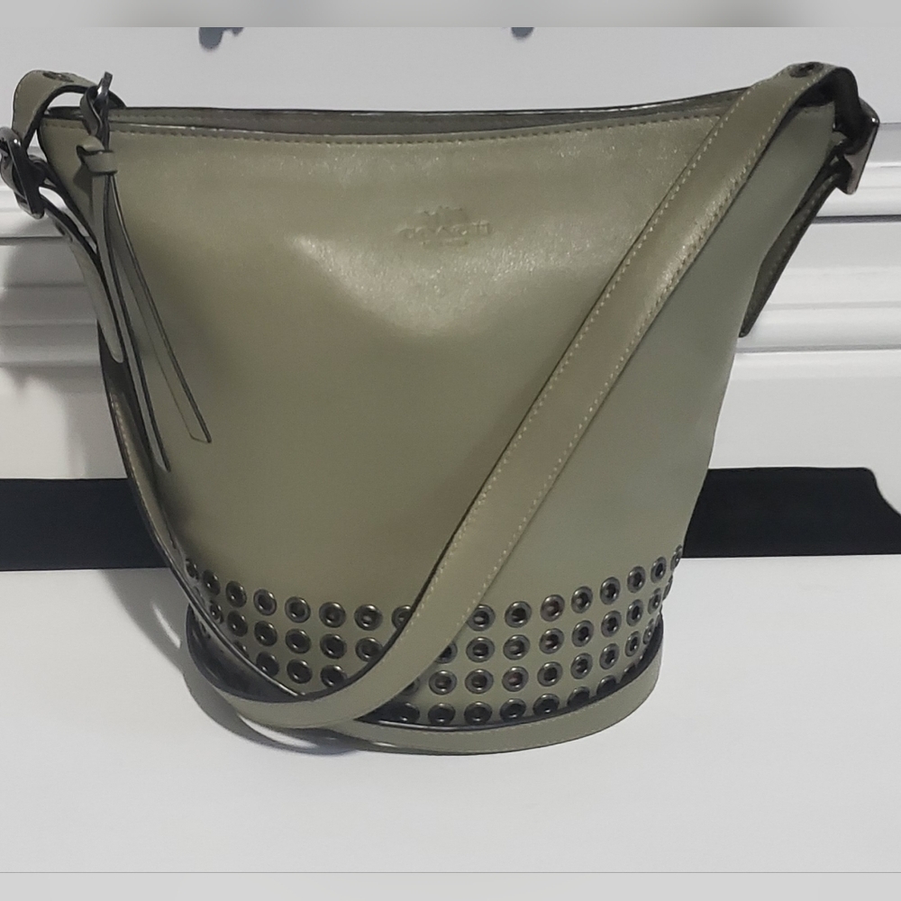 Coach Bleecker Grommets Mini Duffle Bag Glove tanned Leather Crossbody Handbag